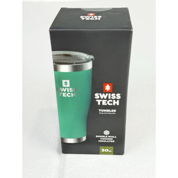 Swiss Tech Tumbler 30‎ oz. Green Double Wall Vacuum Insulated Stainless Steel - Picture 1 of 4
